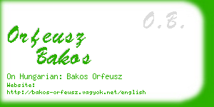 orfeusz bakos business card